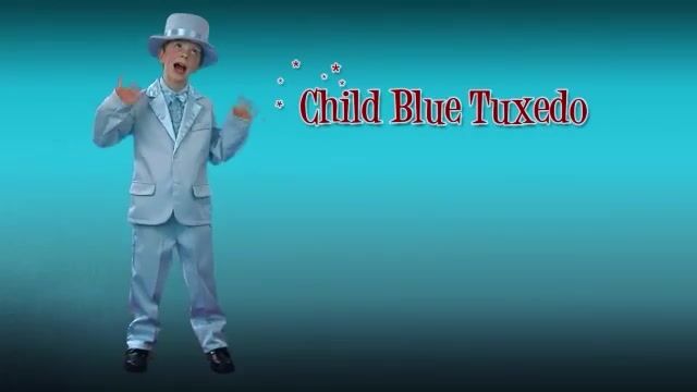 Pair the blue with the orange tuxedo for the perfect comedic duo for Halloween.  The outfit comes complete with pants, jacket, hat, and shirt front with bowtie.