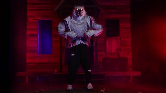 FUN96990WT 7 Ft Howling White Werewolf Animatronic Decoration