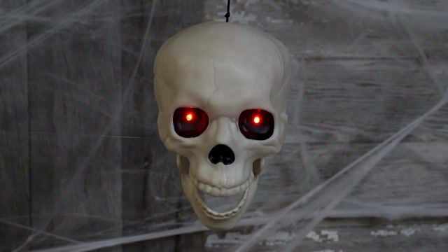 SNW82380 Life Sized Animated Hanging Skull Halloween Decoration