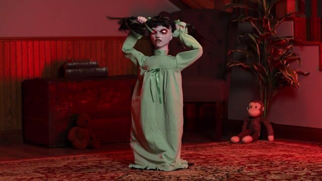 FUN99699 3 ft Tantrum Tina the Disturbing Doll Animatronic Decoration Fixed