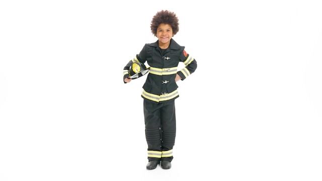 FUN6815CH Black Uniform Firefighter Kids