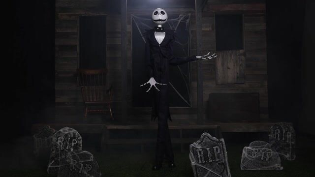 This Nightmare Before Christmas Jack Skellington Animatronic Decoration adds a touch of spooky magic and whimsical charm to any setting. Delight your guests and celebrate the spirit of Halloween Town with this captivating animated figure!