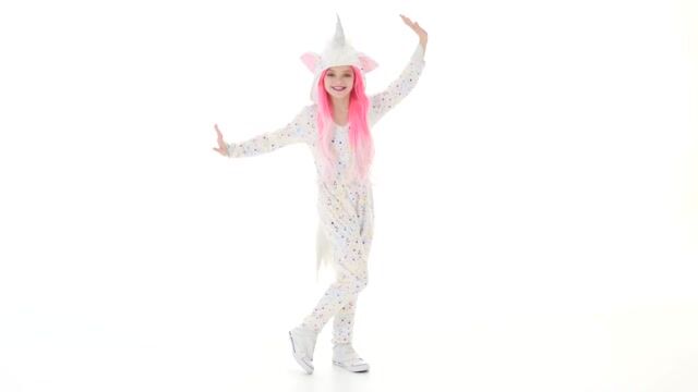 Transform your child in to a mystical unicorn with this exclusive Girl's Magical Unicorn Costume. It features a unicorn jumpsuit with a rainbow star print and an attached silver unicorn horn.