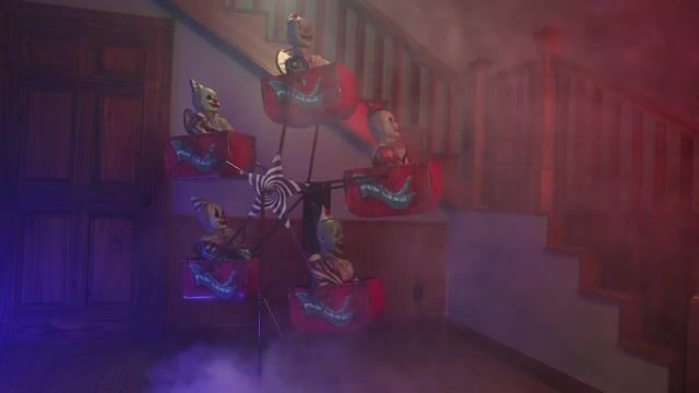 Turn your haunt into a demented circus with this 6FT animatronic Ferris wheel! Grinning evil clowns spin around as eerie carnival sounds echo through the night.