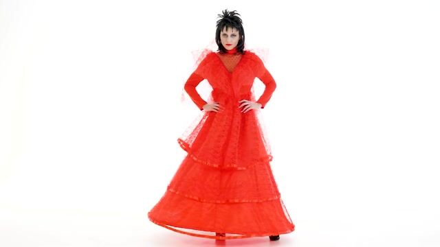 Get ready to marry a rambunctious ghost from the underworld when you wear this Red Gothic Wedding Dress Costume! It's perfect for a ghoulish celebration this Halloween.