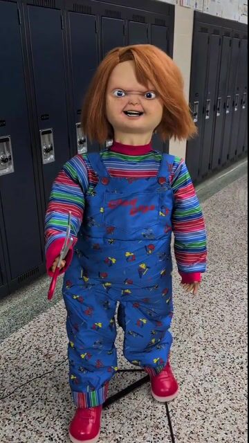 He’s back and more terrifying than ever! This 4.5FT Chucky Animatronic Decoration moves, talks, and stares into your soul with his glowing eyes. Whether you place him at the entrance of your haunted house or let him lurk in the shadows, this possessed doll is sure to bring screams and nightmares to anyone who crosses his path!