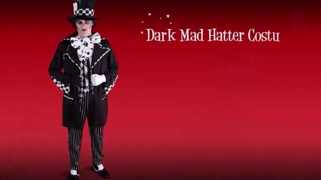 This Dark Mad Hatter costume is a fun take on the classic storybook character.  It includes coat, vest, gloves, spats, and the Mad Hatter Hat.  The costume pairs well with any Alice in Wonderland outfit for great group and couple costume ideas.