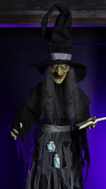 FUN99869 6.5FT Auntie Althea the Storybook Witch Animatronic Decoration