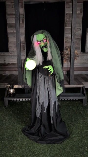 Summon spine-tingling scares with the 5FT Curse-Casting Witch Animatronic Decoration. With glowing eyes, eerie chants, and lifelike movements, she’s ready to cast a wicked spell on all who dare approach. Perfect for haunted displays and Halloween thrills.