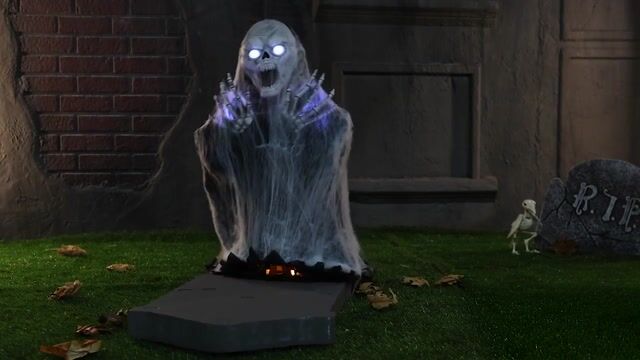 Make your haunted setup unforgettable with this exclusive 2.1FT Animated Jump Scare Skull and Tombstone Decoration! The hidden skull leaps forward with lights and sound for the ultimate Halloween jump scare.