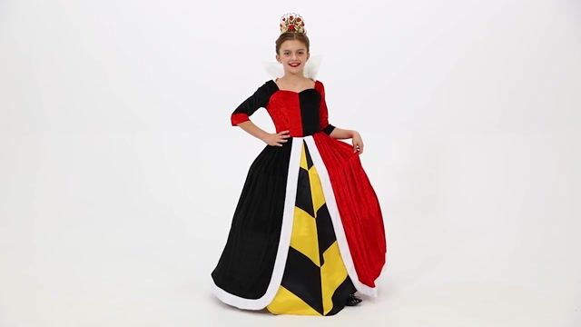 FUN4846CH Girl's Deluxe Disney Alice in Wonderland Queen of Hearts Costume
