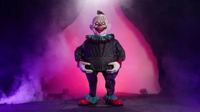 FUN98743 6 ft Gorging Georgie the Carnivore Clown Animatronic Decoration